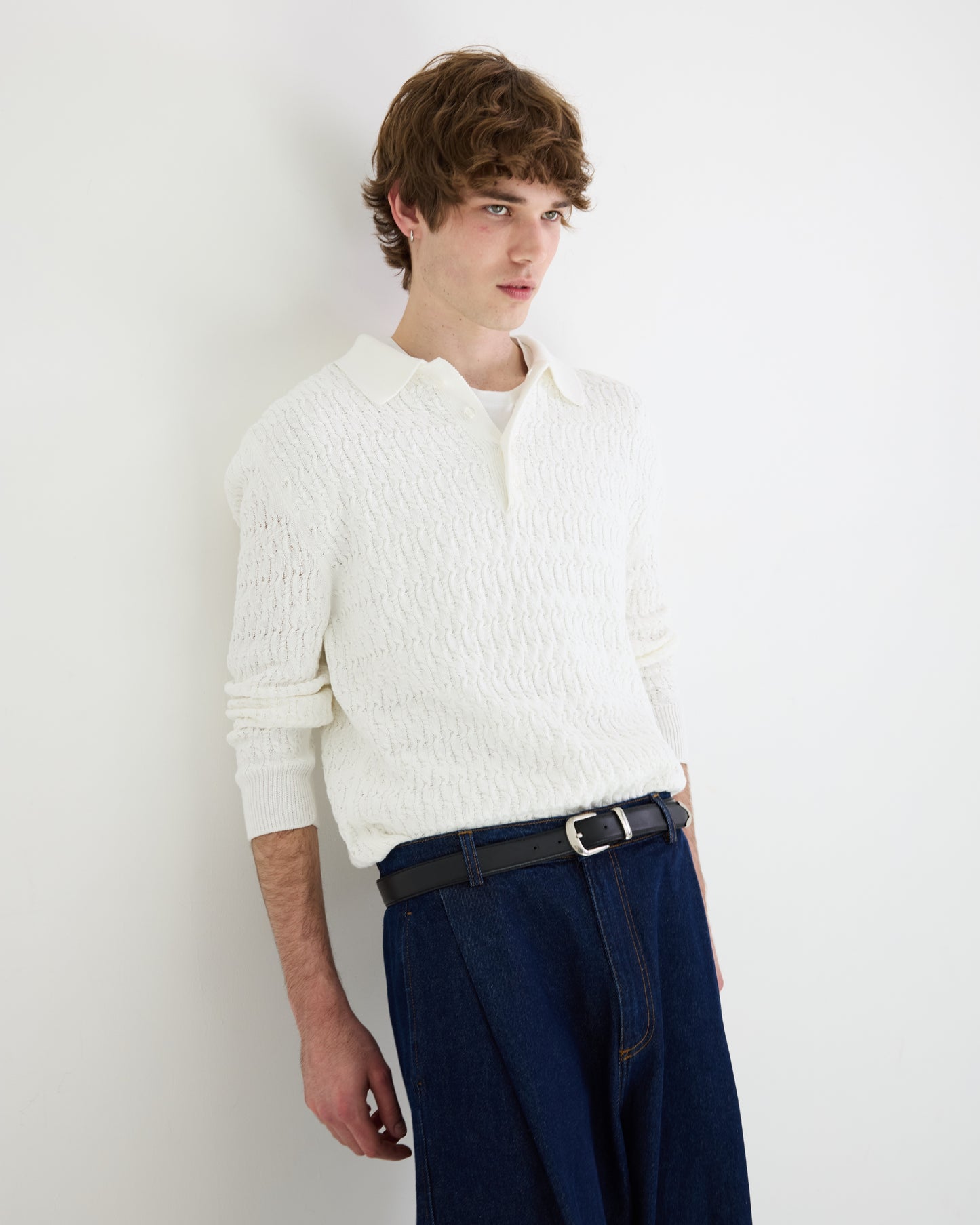 Cable Polo Sweater