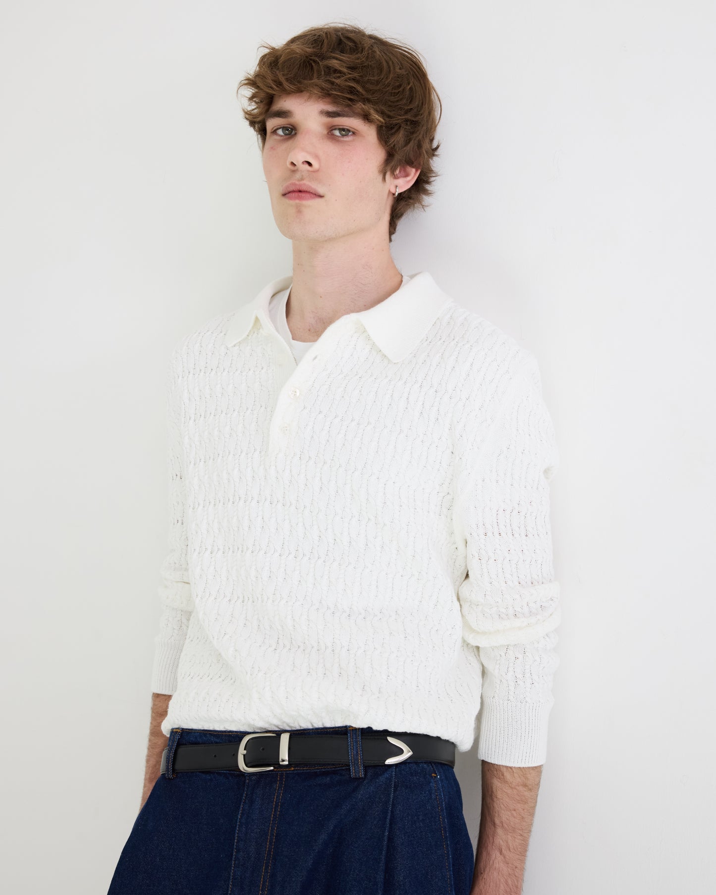 Cable Polo Sweater